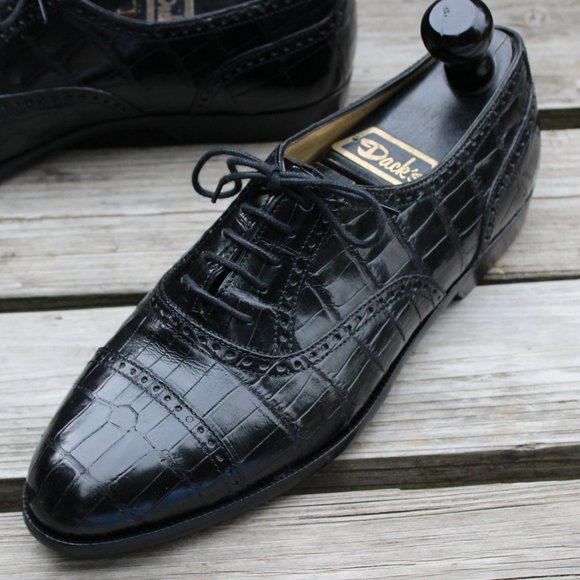 Vintage Cole Haan Black Genuine Alligator Cap Toe Oxford, Men's 7.5 M, EUC - Picture 4 of 13